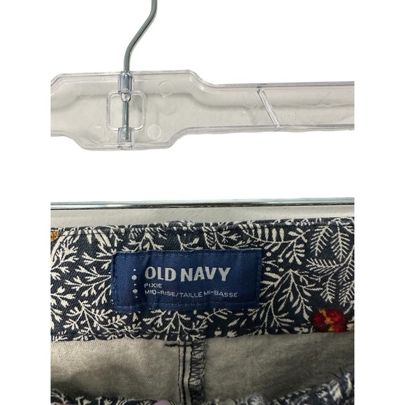 Old Navy Blue White Floral Print Mid-Rise Pixie Skinny‎ Ankle Pants Size 10 - Picture 3 of 12